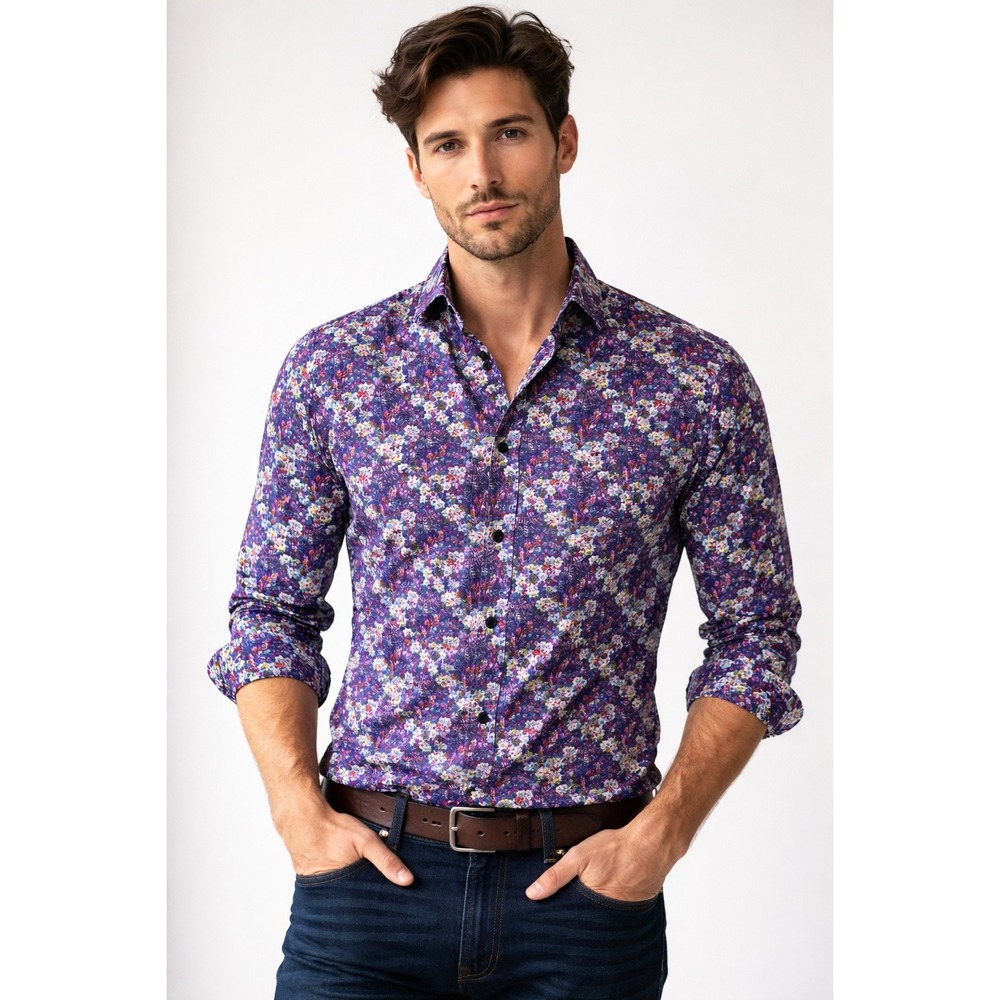 Robert Graham Men's Medium Multicolor Floral‎ Long Sleeve Button-Up Shirt